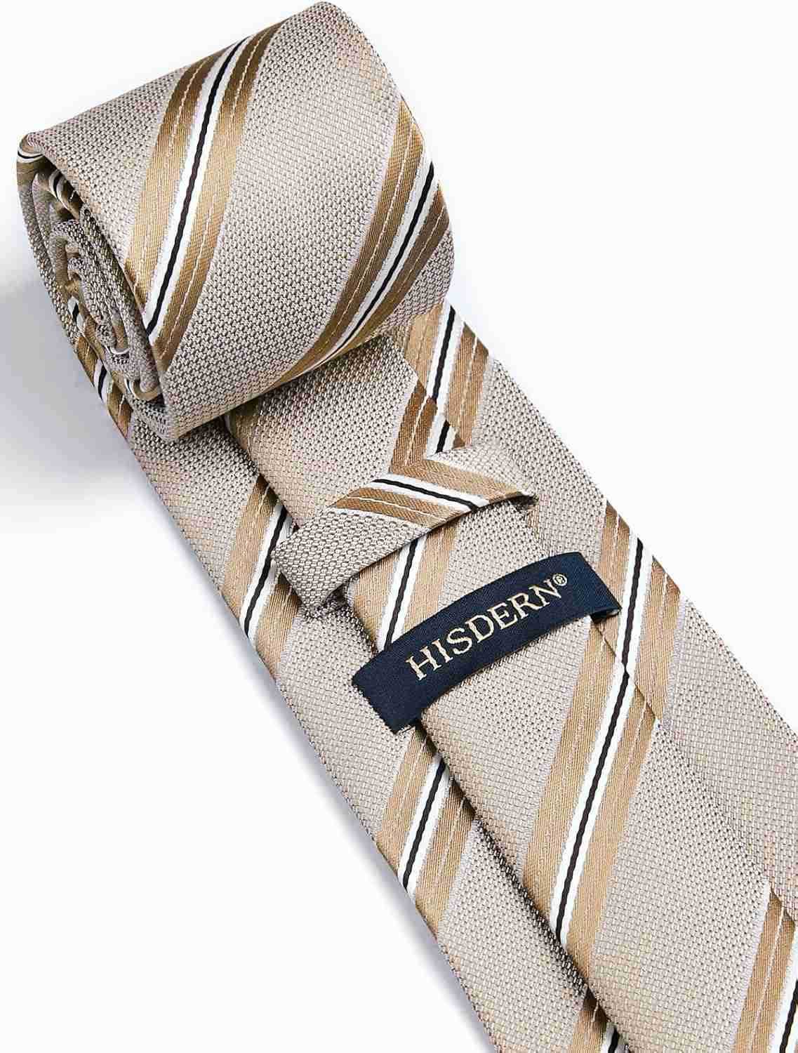 Ties for Men Stripe Plaid Tie Classic Necktie Pocket Square Cufflinks Set for Formal Wedding Business PartyW250904