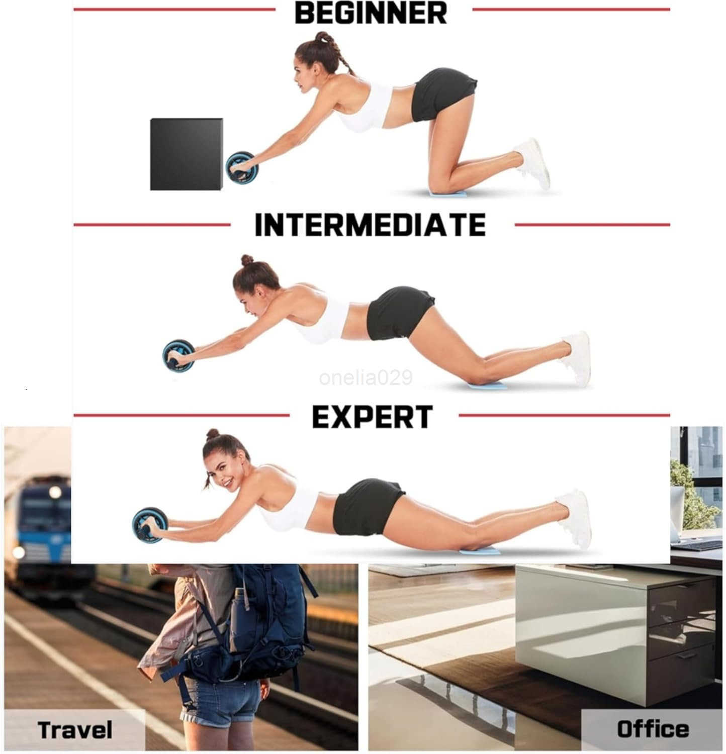 Ab Roller Wheel and Knee Mat Abs Workout Equipment for Abdominal Core Strength Training Home Gym Fitness Exercise Wheels for Women Men Abdominal Wheel