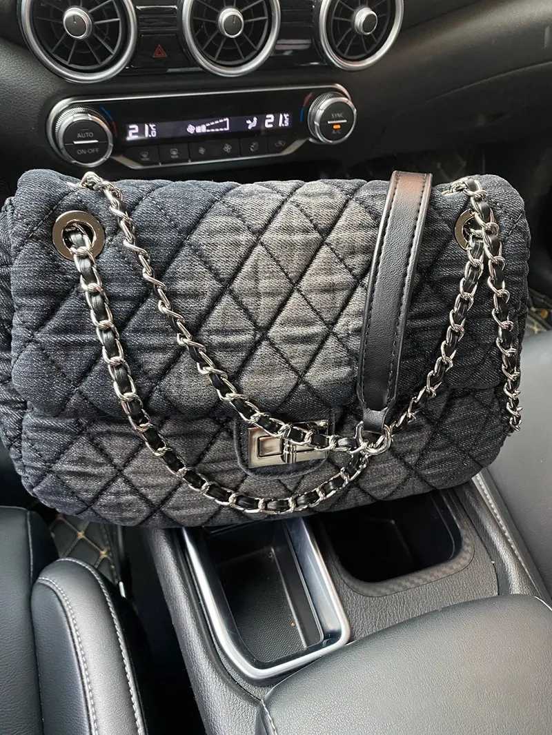 JIAERDI Denim Casual Crossbody Bags Women 2025 High Street Chain Diamond Large Capacity Handbag Ladies Messenger Bag Y2k Z250903