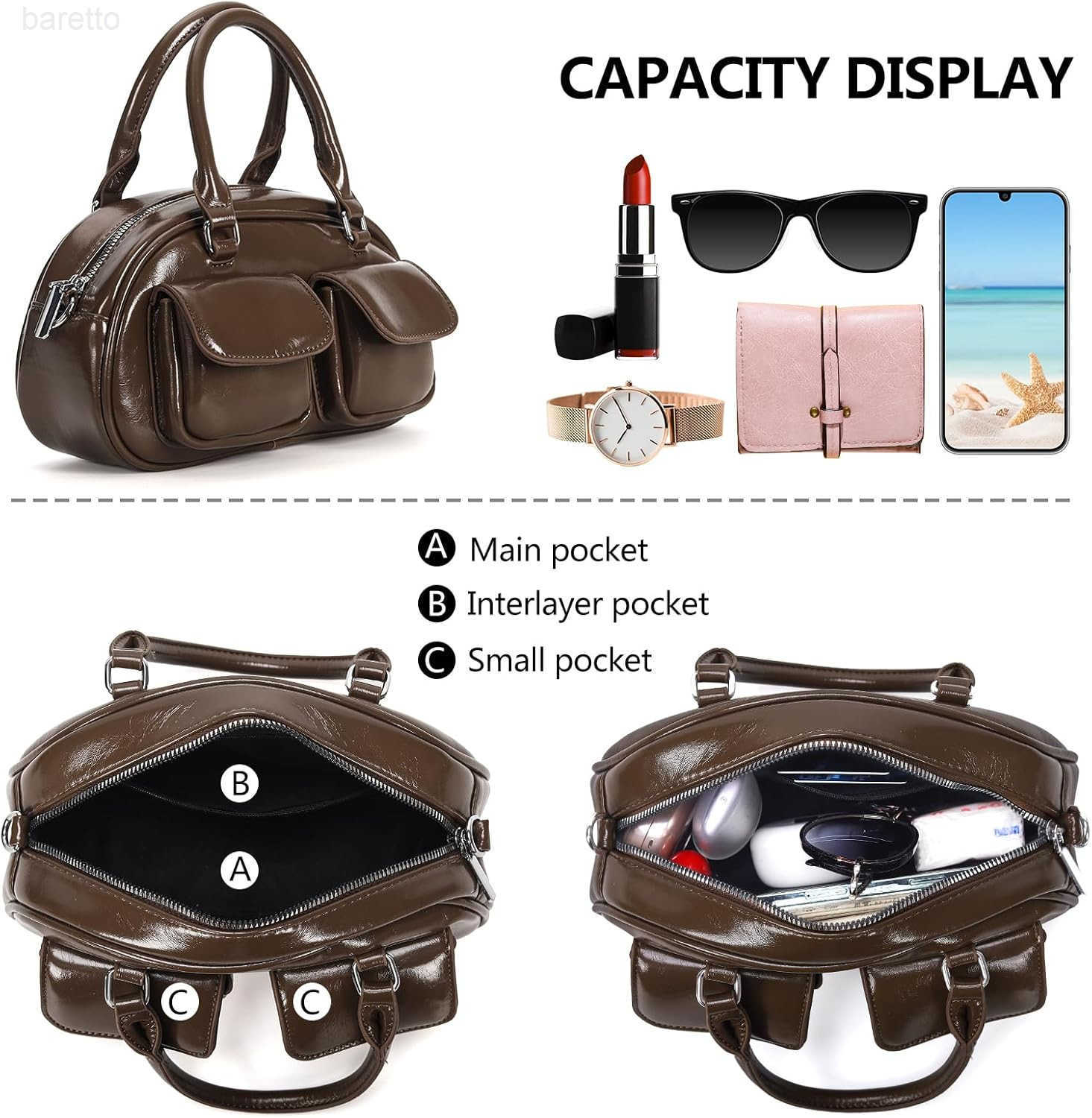Crossbody Bags for Women Leather Barrel Bags Trendy Ladies Shoulder Bag Top Handle HandBag Satchel Bags for Women M250903