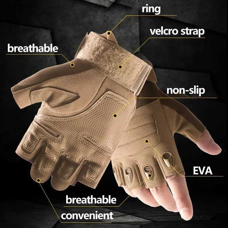 Tactical Gloves for Men Women Outdoor Sports AntiSlip Wrist Half Finger Protective Gloves for Cycling Climbing MountaineeringXJ250904