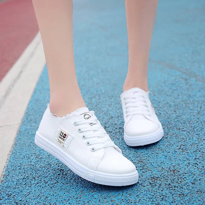 Canvas New Women's Spring White Student Sports Flat Shoes Sneakers ddmysaturn