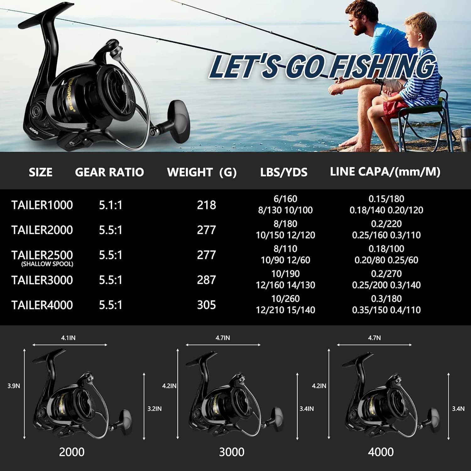 Fishing Reels Spinning Reel LeftRight Interchangeable Aluminium Handle 75 oz Ultralight Spinning Reels 551 Gear Ratio DeepShallow Aluminum Spool for F