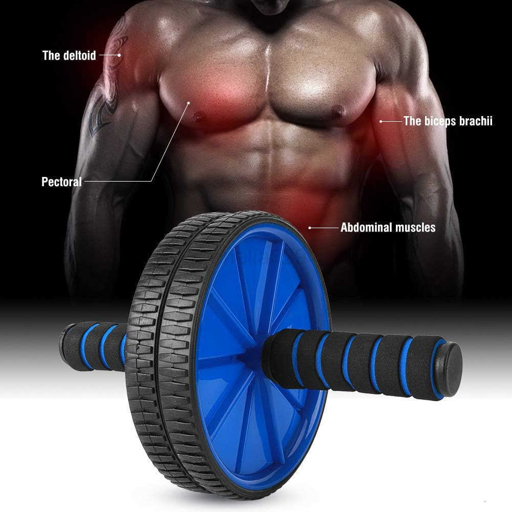 AB Roller Wheel Blue Dual Roller Abdominal Exerciser 18cm Diameter Sponge Roller Fitness Equipment for Effective Training and Core Workouts W250904