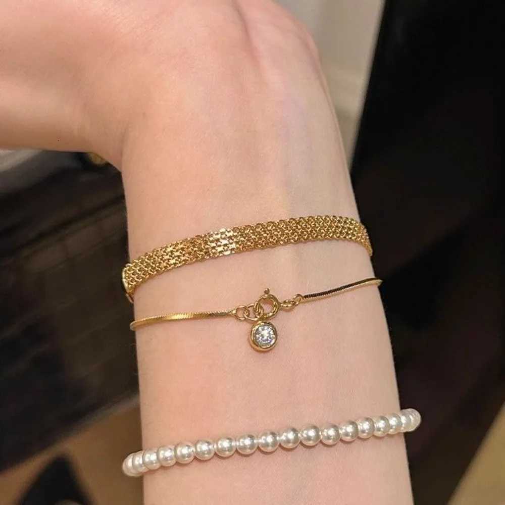 Retro Personality Woven Gold Color Str Bracelet for Women Stainl Steel Does Not Fade Exquisite Jewelry Accory GiftXJ250904