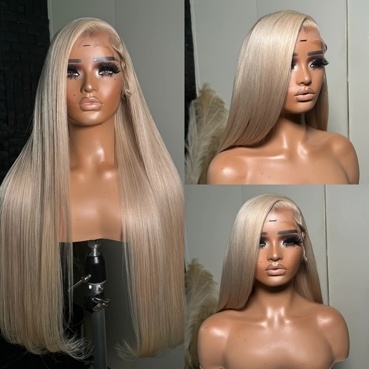 Ash Blonde Wig Straight Lace Frontal Wig Human Hair 13x4 HD Lace Front Wig Natural Hairline Pre Plucked Glueless Wear And Go For Women