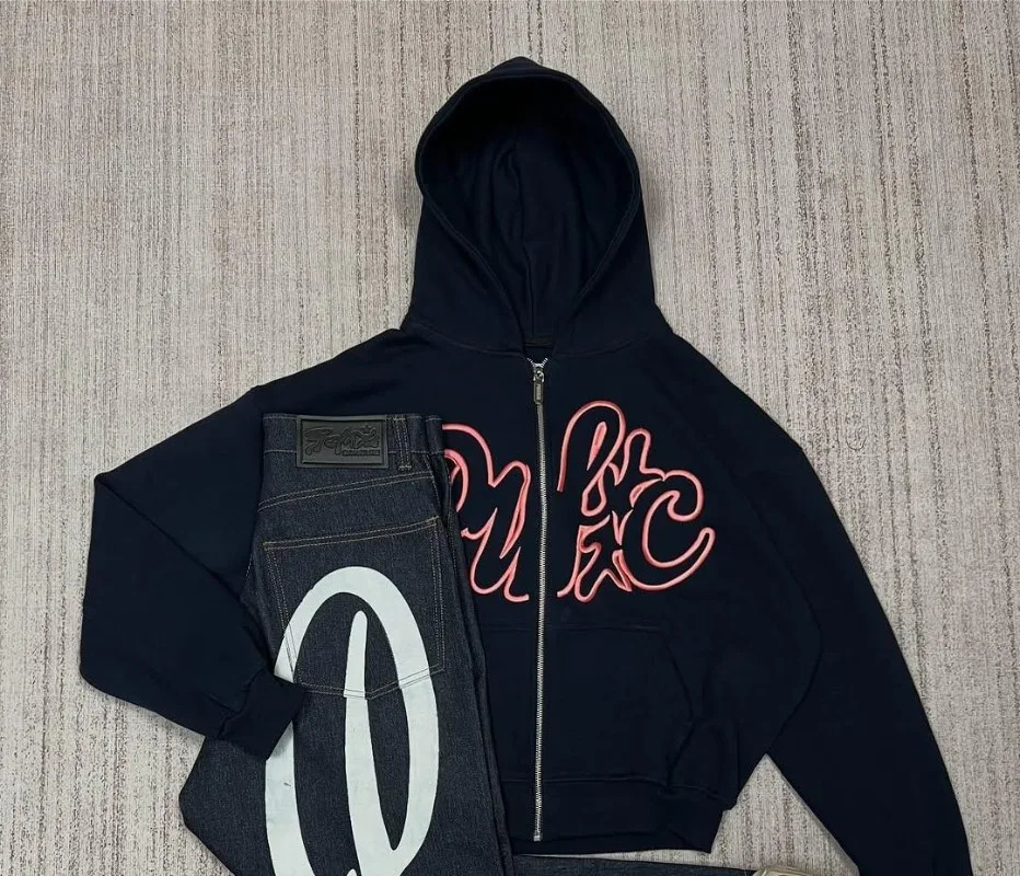 American Retro Trendy Zip Up Hoodie High Street Harajuku Y2K Streetwear Women Korean Loose Casual Oversized Sweatshirt 250904