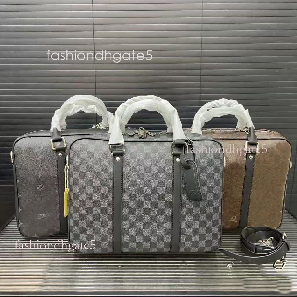 Men Business Briefcase One Shoulder Diagonal Handbag Computer Bag Genuine Leather Zipper Letter Canvas Interior Simple Casual Pocket Solid Handbags