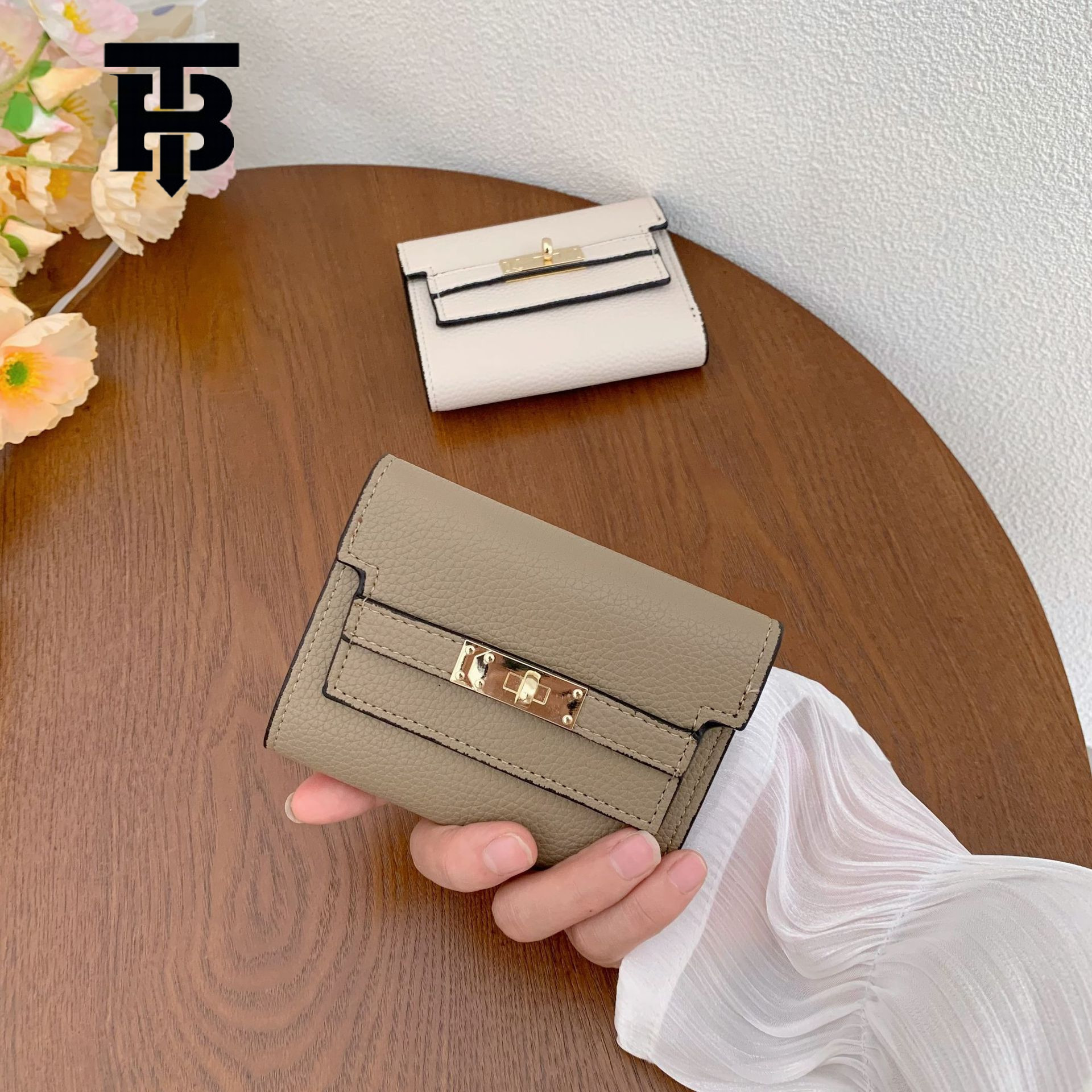 TB BHULAMTE Women's Wallet INS Style Small Wallet Designer s bag High-end Feel Small Foldable Wallet Short Clutch Cross-border Wallet