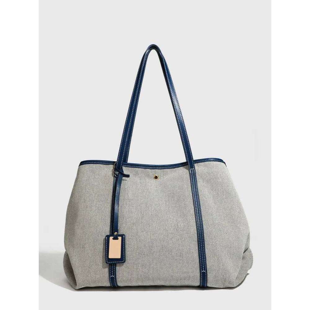 Canvas Leather Handbag Tote For Op And Commuting Women's Casual Single Oulder Bag Pure Color Trend