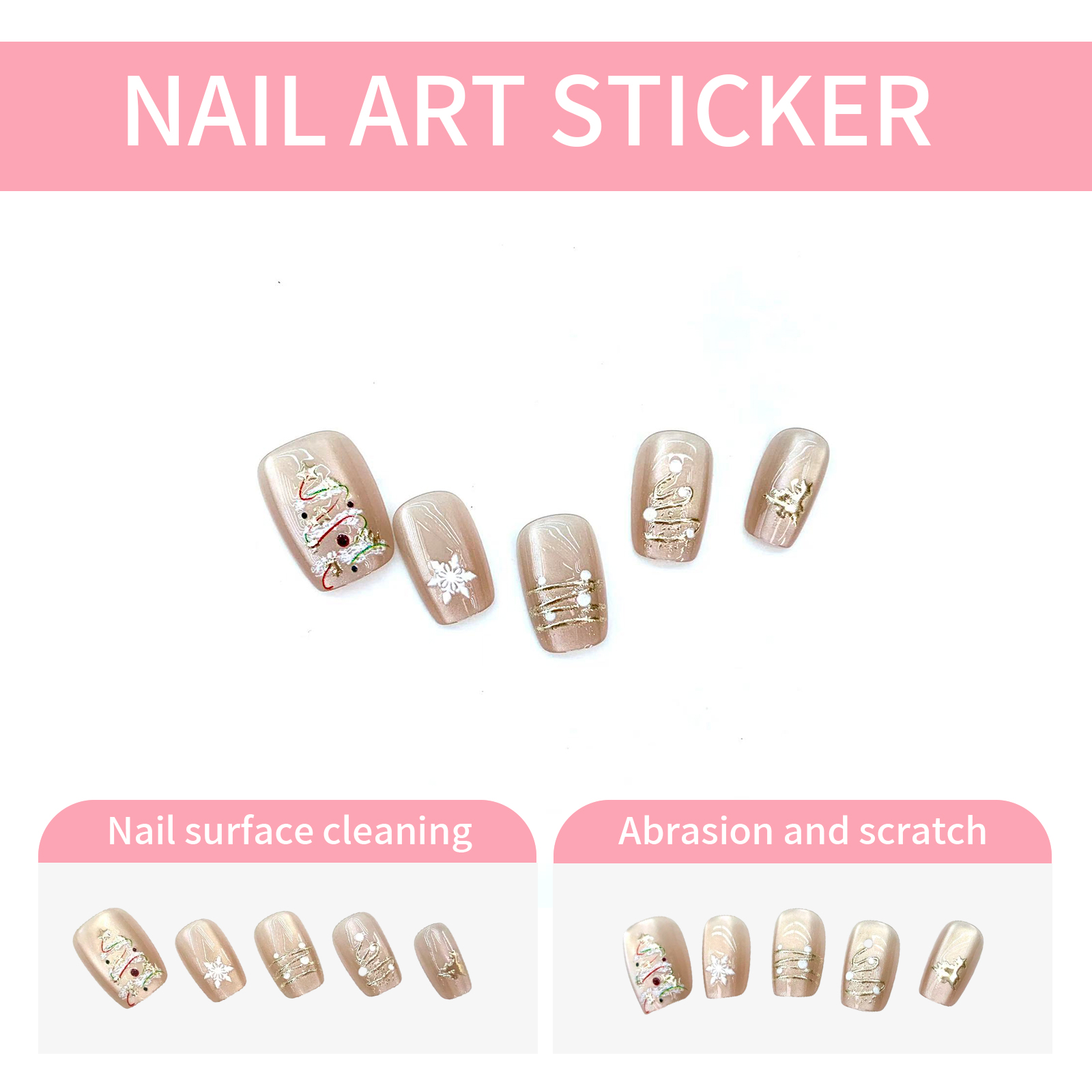 New Christmas crafted with Heart! Handmade Nail Art with ABS Material, Exuding Delicate Texture and Unique Design on Fingertips