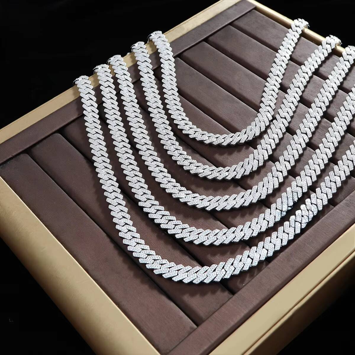 Custom 20mm 925 Sterling Silver Rose Gold Cuban Link Chain for Men Full Iced Hip Hop Diamond Moissanite Fine Necklaces