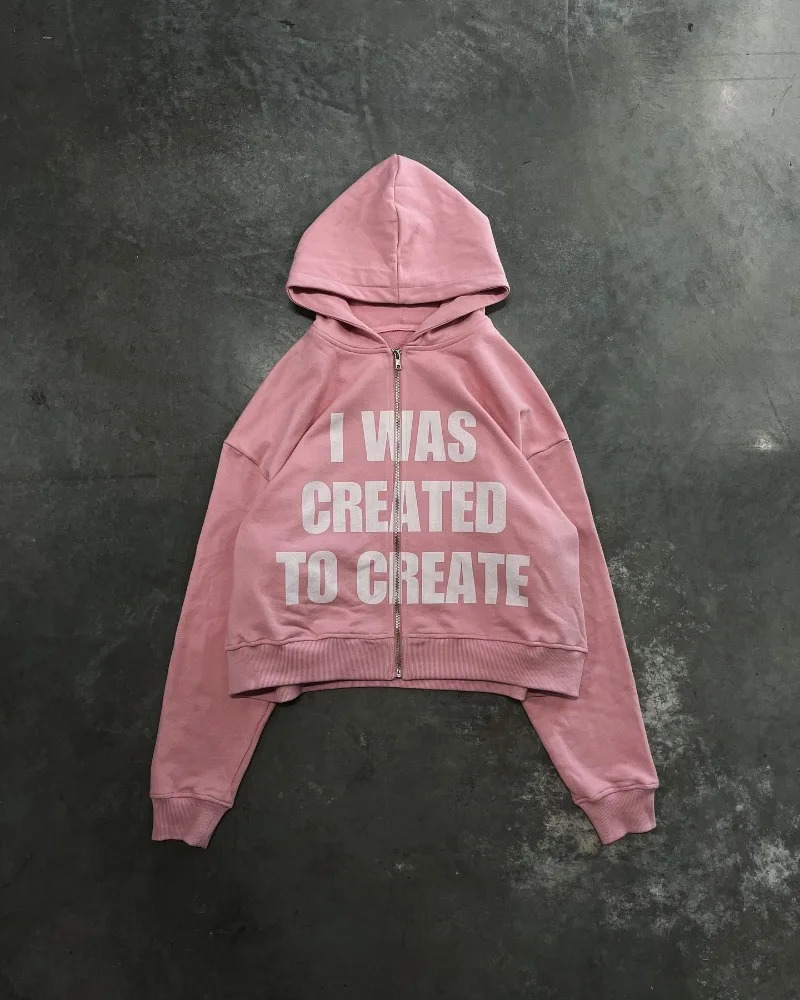 Letter simple printed zipper pink y2k hoodies for womens Korean version fashionable classic niche versatile sweatshirts 250904