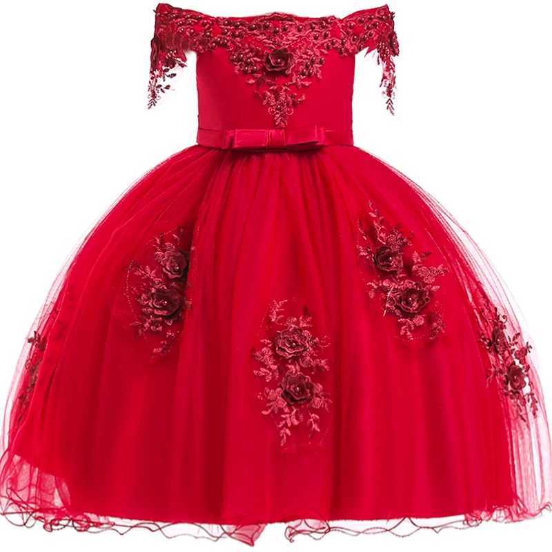 Girls Lace Beaded Formal Evening Dress Wedding Princess Flower Clothing Girl Childrens Costume Party Baby Girl Clothes Z250904