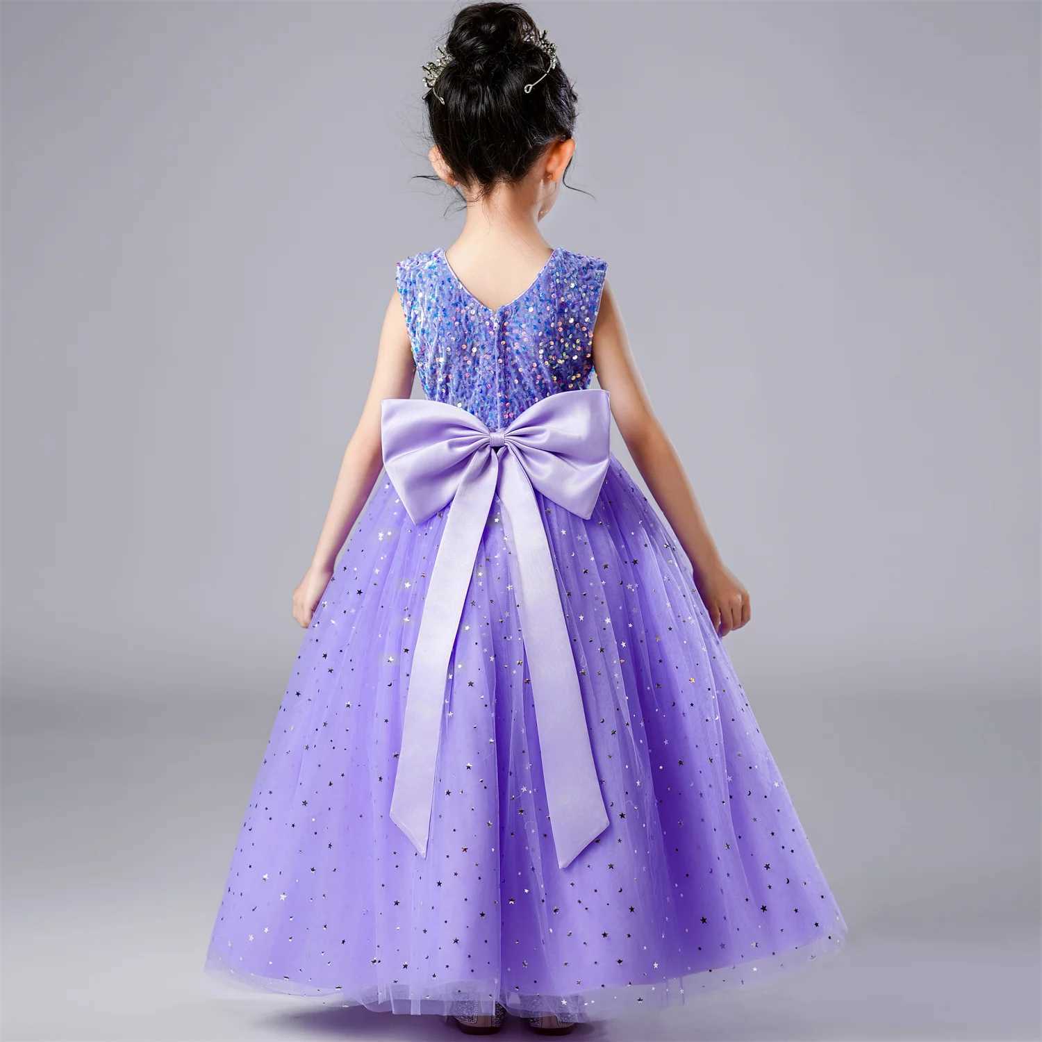 Kids Dress For Girls Wedding Mesh Long Girl Dress Elegant Princess Party Pageant Formal Gown Dress For Teen Children Z250904