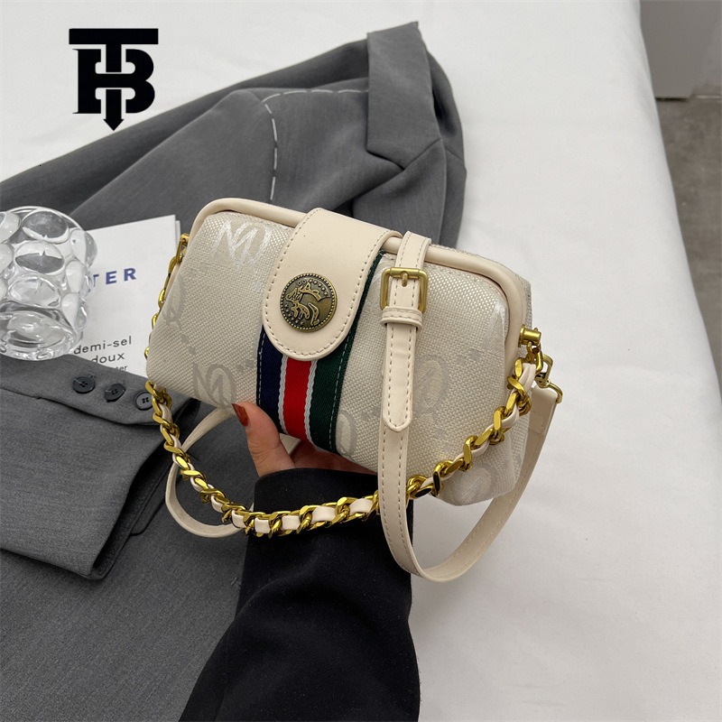 TB BHULAMTE 2025 New Designer s bag Cross-Border Letter Monogram Chain Bag European and American Retro Single Shoulder Clip Bag High-End Versatile Cro