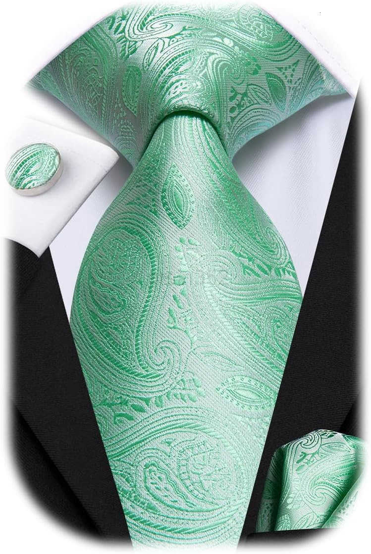 Men 63inches Tie Set Extra Long Necktie Paisley Tie Pocket Suqare Cufflinks Big and Tall Men TieW250904