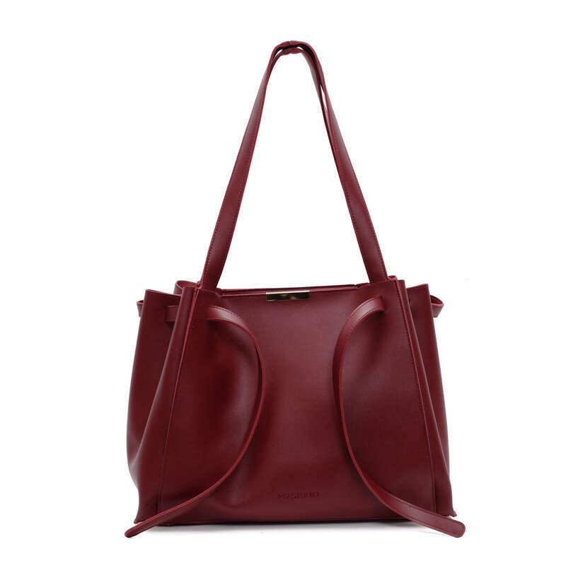 DHEssentials 2025 Spring Women's Large Capacity Solid Color Tote Bag European Retro Minimalist Single Shoulder Bag Black Beige Wine Red Coffee