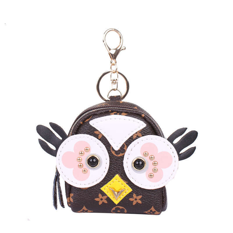 2025 Spring Popular Owl Coin Purse Pendant Keychain Luxury Retro European Style Women's Small Bag Brown Pink White Black