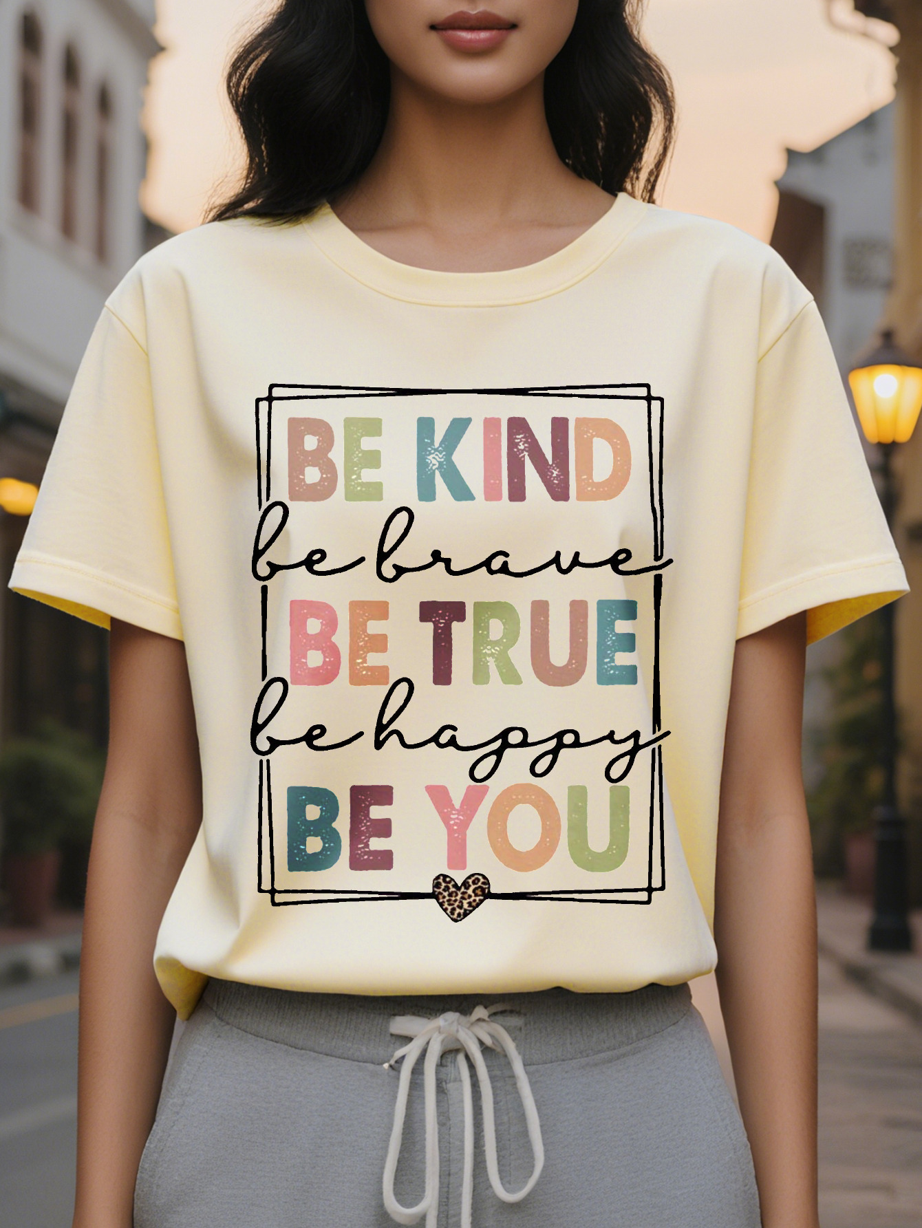 Women s White Be Kind T-Shirt Energy Positive Information Top Soft Daily Casual Shirt Choice of Self Love