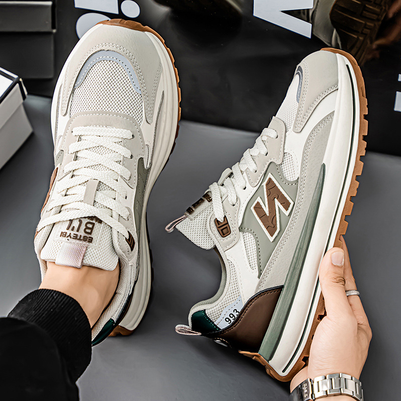 New men's shoes summer mesh breathable trendy versatile running sports shoes men's thick-soled dad shoes