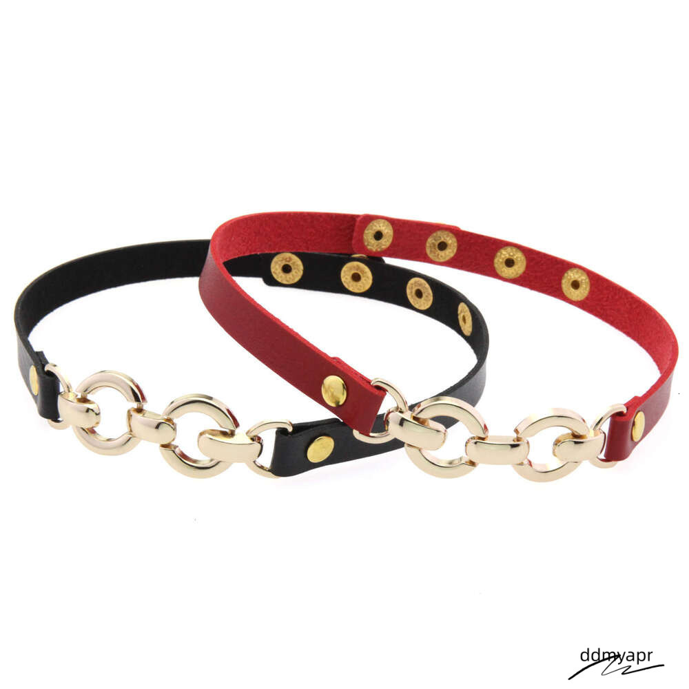 Adjustable PU Leather Punk Choker Necklace With Ddmyday Bold Gold Metal Rings Gothic Statement Collar For Women And Men Ddmyday
