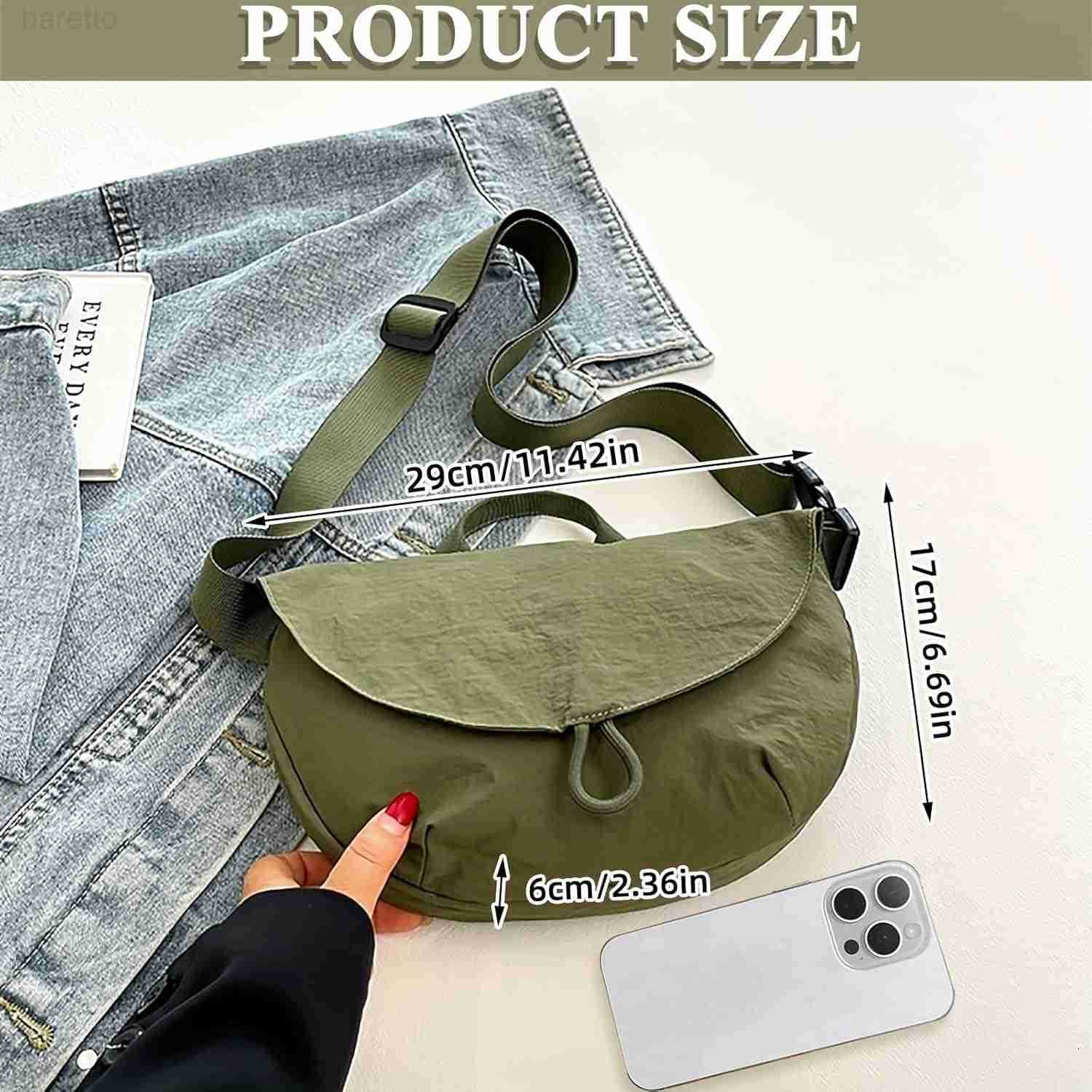 Nylon Crescent Moon Bag for Women and MenFashion Crossbody Handbags with Adjustable Belt Waterproof Fanny Packs Sling Bag Green M250903