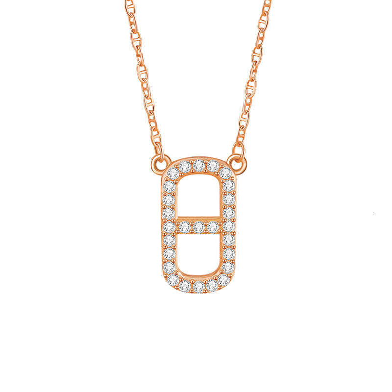 Pig Nose Pure Sier S Necklace for Women Fashion Versatile Block Collarbone Chain Ins Sweet Style Zircon Pendant