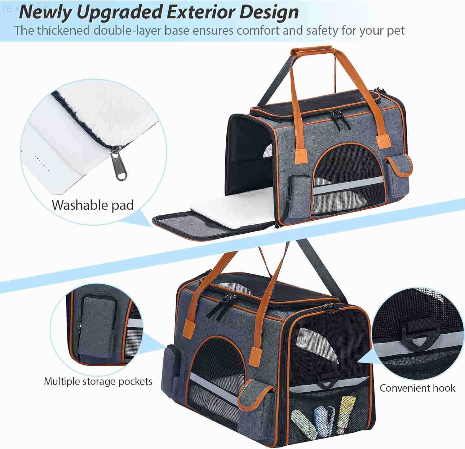 18x11x11 Inches Cat Carrier Fits Pets Up to 17 lbs AntiCollapse Design Multiple Storage Pockets Cat Carrier Soft Ideal for Medium Cats Puppy Rabbits a