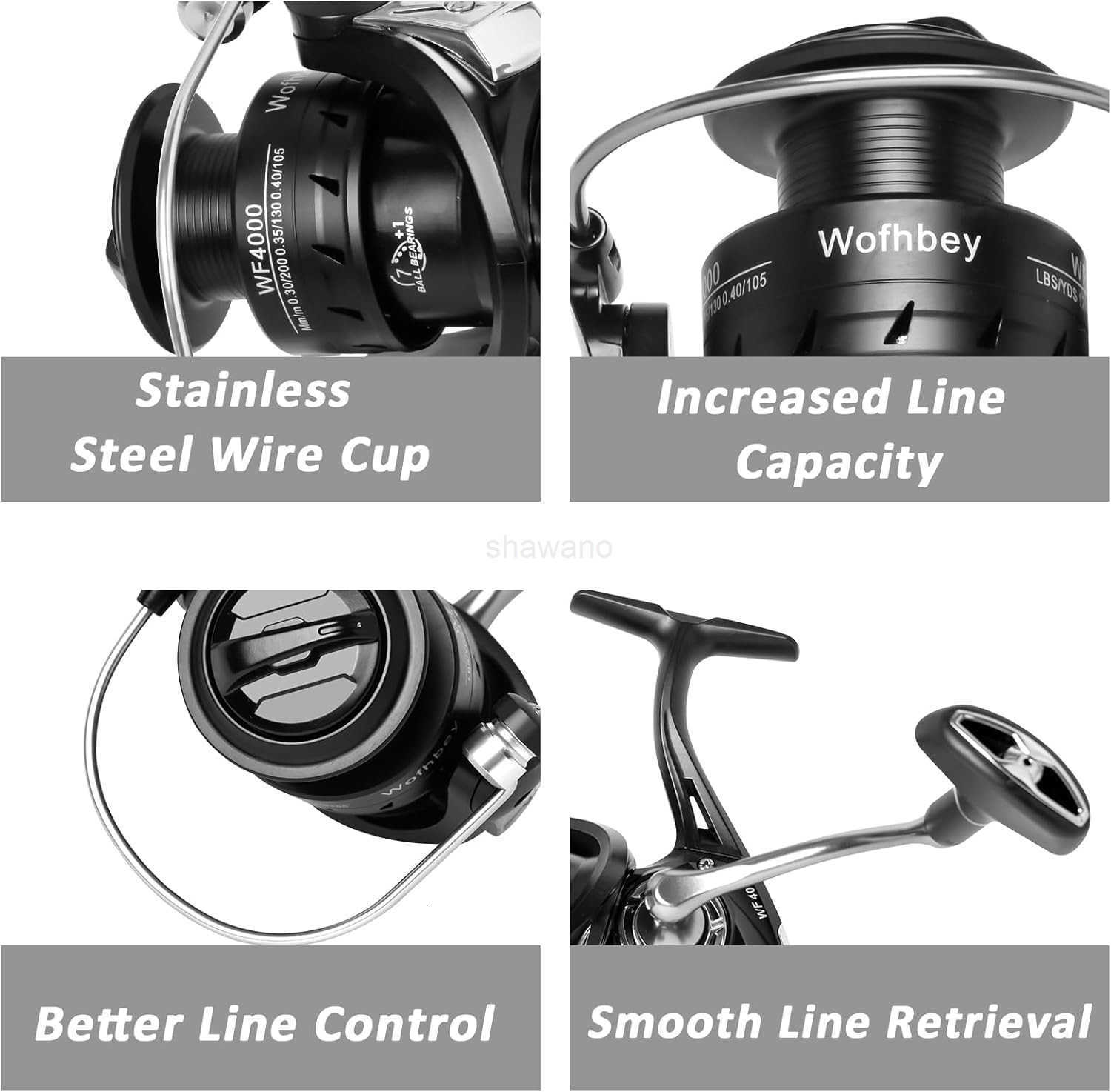 Spinning Fishing Reels for Saltwater Freshwater 30004000 Series Fishing Spool LeftRight Interchangeable 71 Real Ball Bearings Real 521 Gear Ratio W250