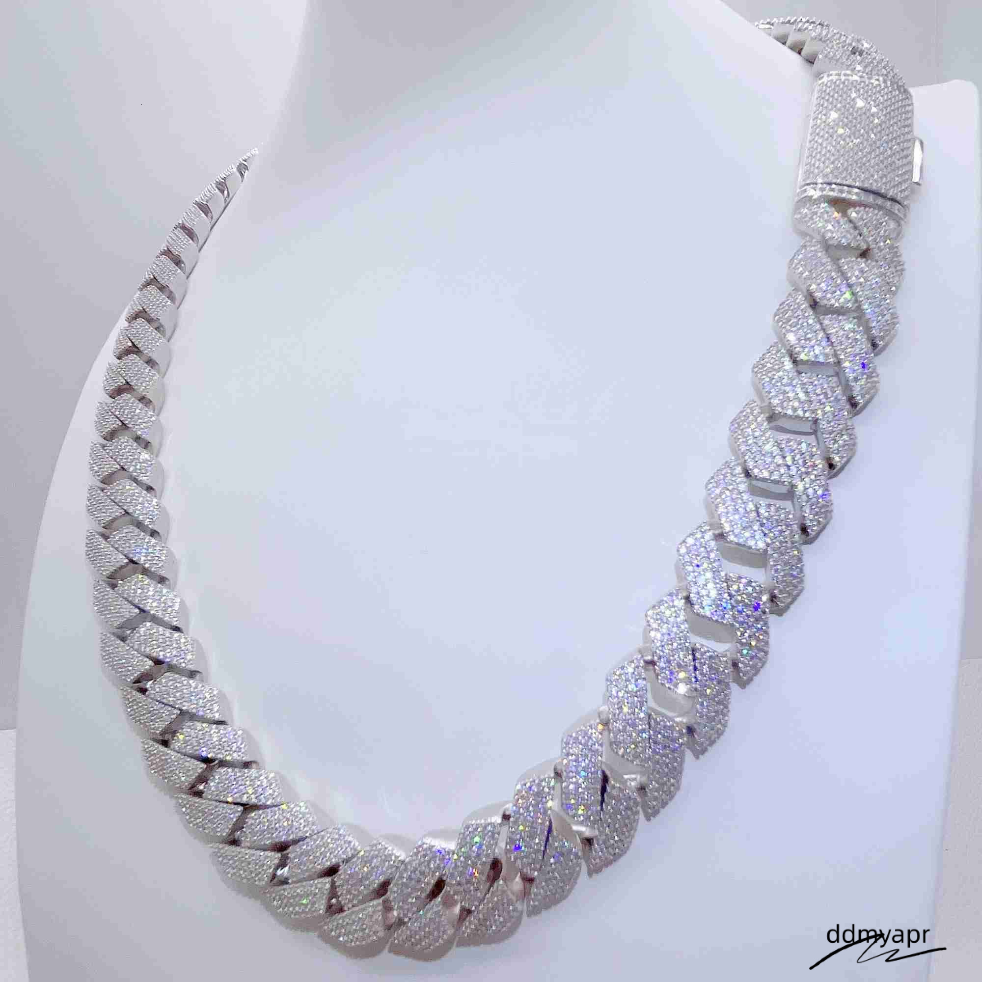 Iced Out Pass Ddmyday Dia Tester Sterling Sier Necklace Vvs Moissanite Cuban Link Chain Ddmyday