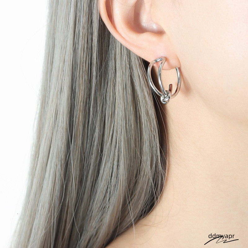 Designer Lady Stainless Steel Gold Knot Ddmyday Earrings For Women C-Shaped Light Jewelry Wholesale Ddmyday