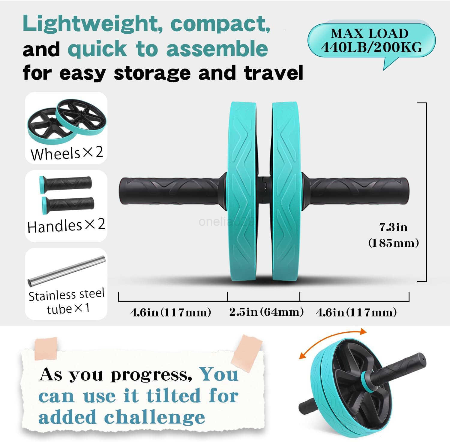 Ab roller wheel abdominal exercise core workout weight loss no noise easy to assembling light weight perfect home gym equipment for men women W250904