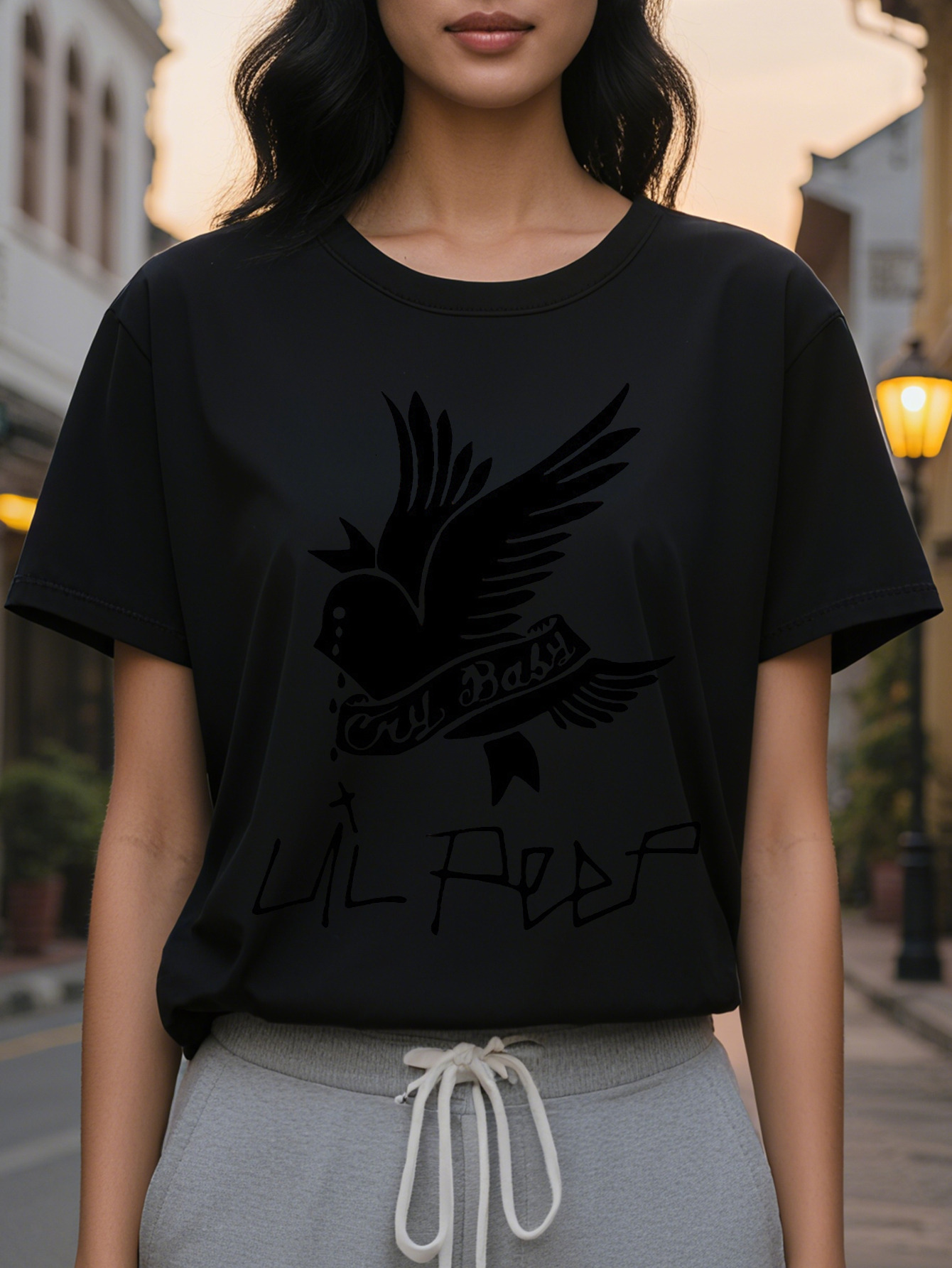 Large XL Peep Women's Bright Pink Graphic T-Shirt Bird The Birds Lettering Design Relaxed Fit Short Sleeve Top for Plus Size