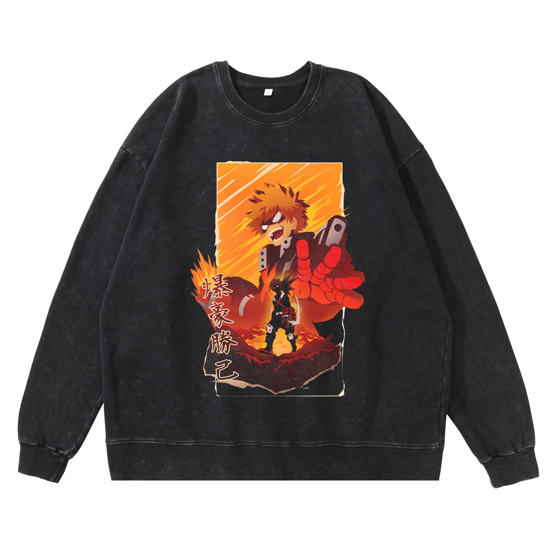 New Washed Vintage Dark-Tone My Hero Academia Anime Print Street Retro Hoodie Streetwear Hoodie - TT8080