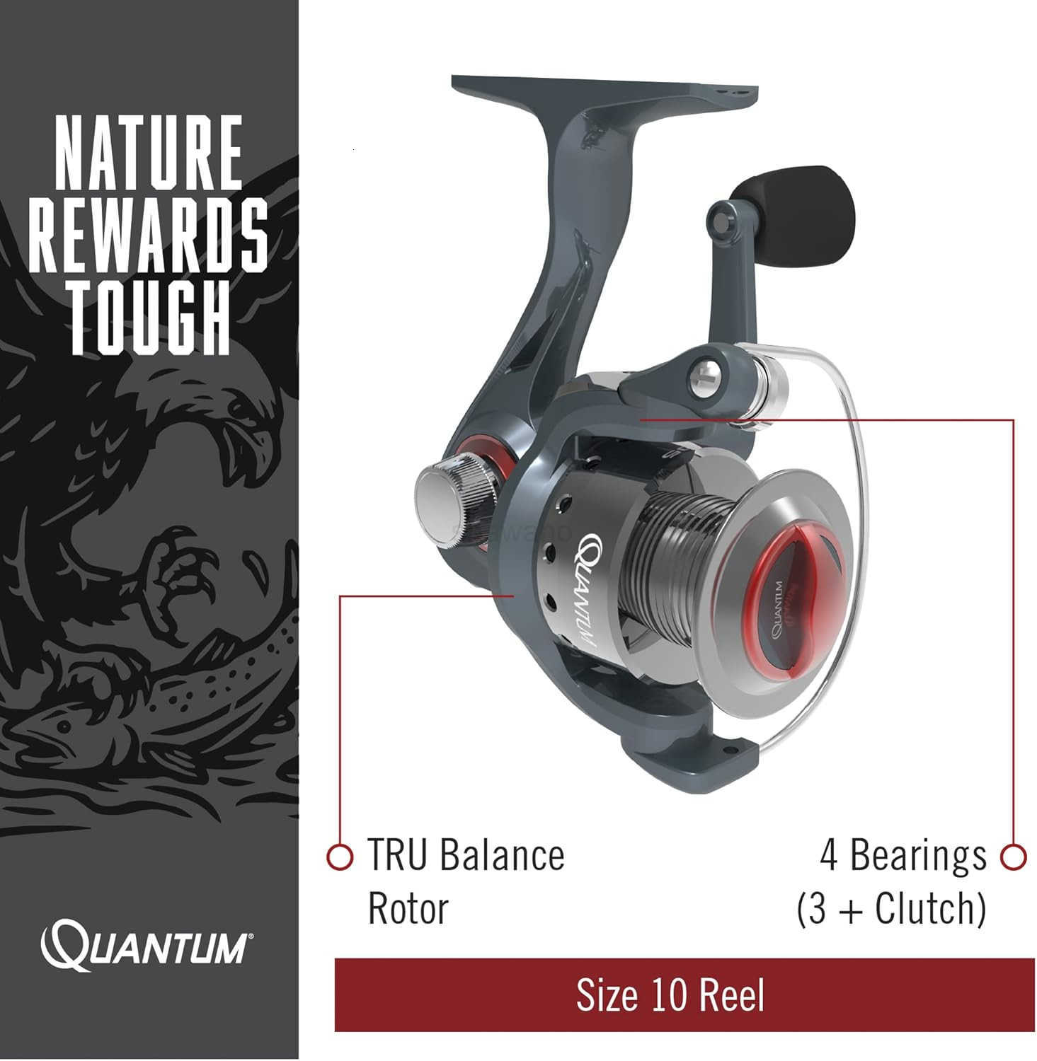 Spinning Fishing Reel 4 Bearings 3 Clutch AntiReverse with Smooth PreciselyAligned Gears Clam Packaging W250904