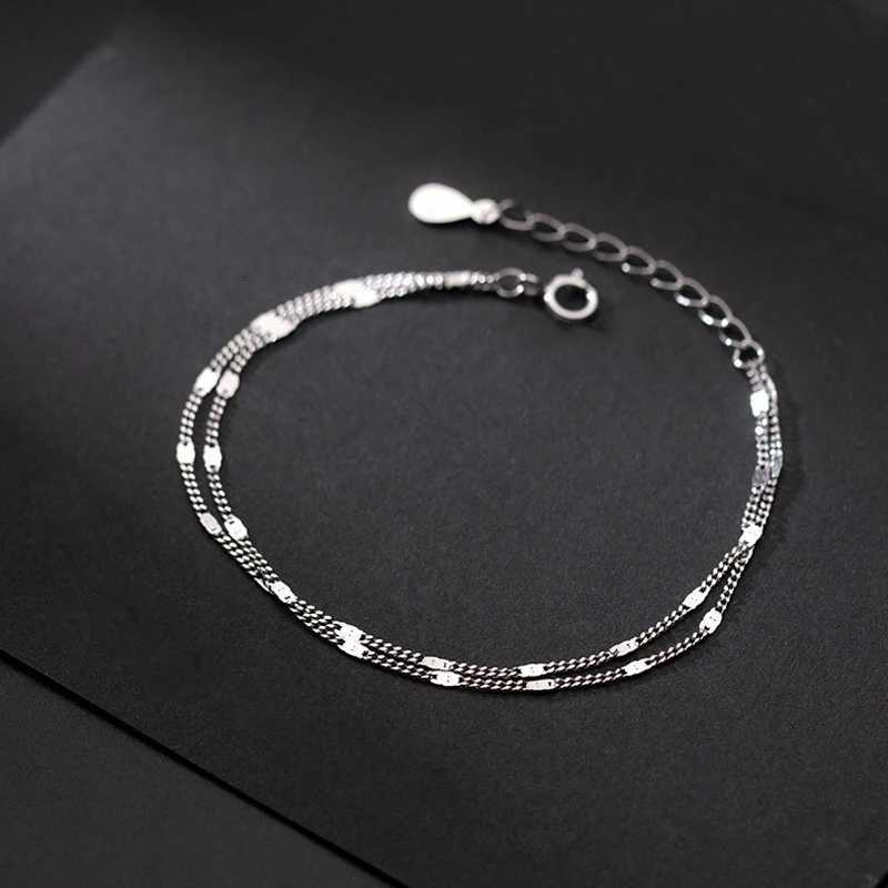 stainl steel Double Layers Simple Bracelet for Women Temperament Elegant Sweet Link Chain Bracelet Jewelry giftXJ250904