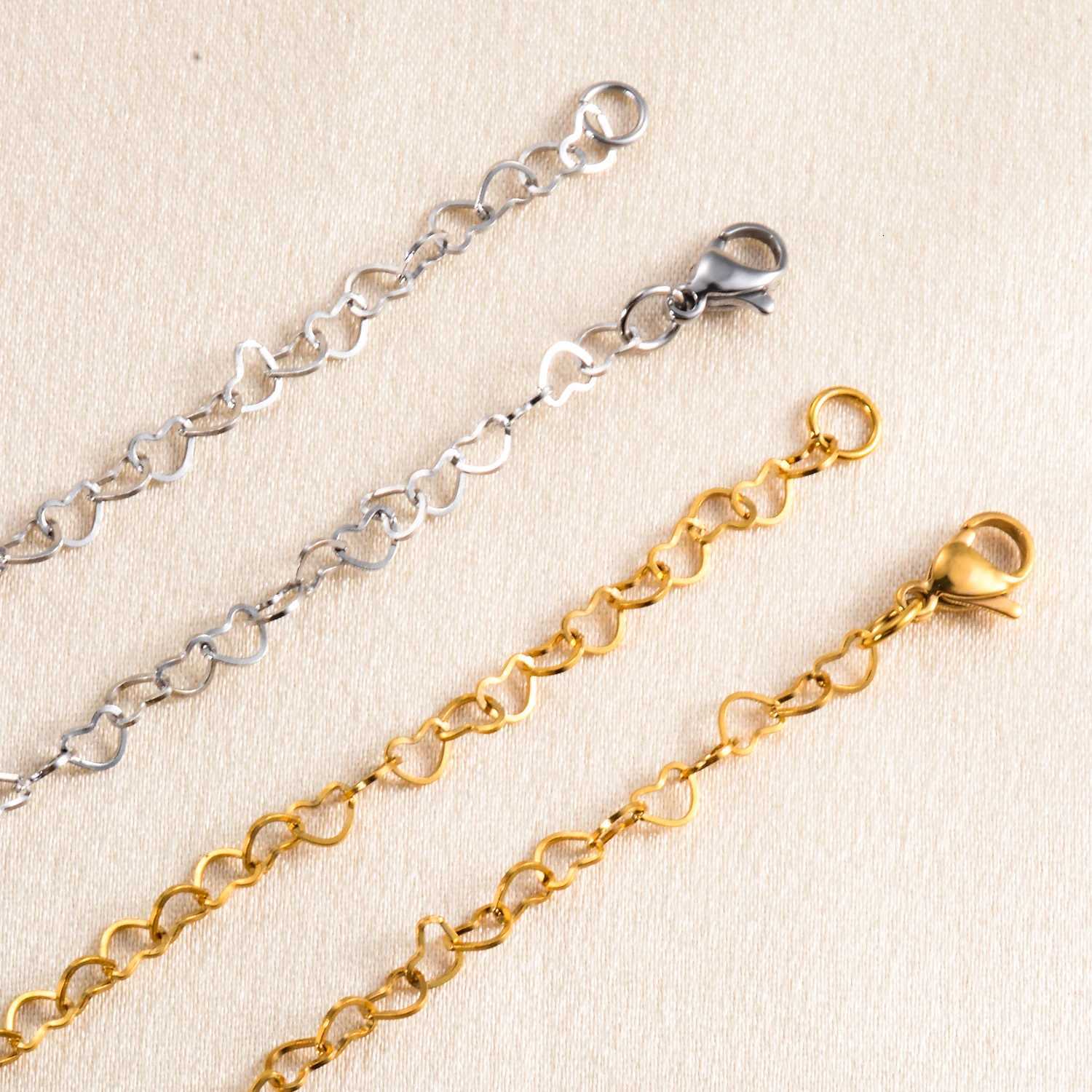 Hollow Stainl Steel Sweet Cute Statement Heart Chain Bracelet Anklet 3cm Extension for Girlfriend Women JewelryGiftXJ250904