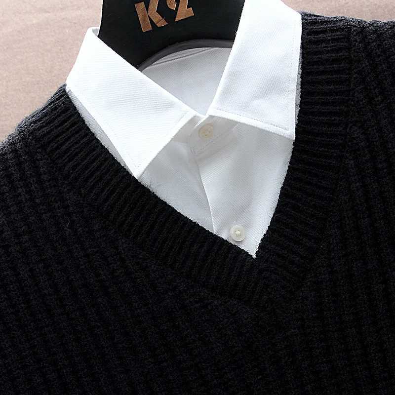 Mens V Neck Knit Vest Ribbed Texture Layered Shirt Look MultiColor Preppy Casual Style Suits Daily Campus OutfitsXJ250904