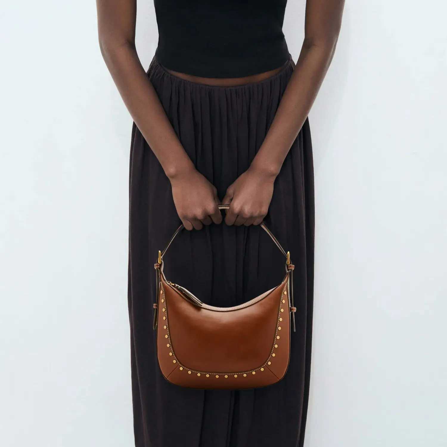 Womens Small Studded Shoulder Bag Fashionable Top Handle HalfMoon HandBag Design for Everyday Style Punk Inspired Z250903