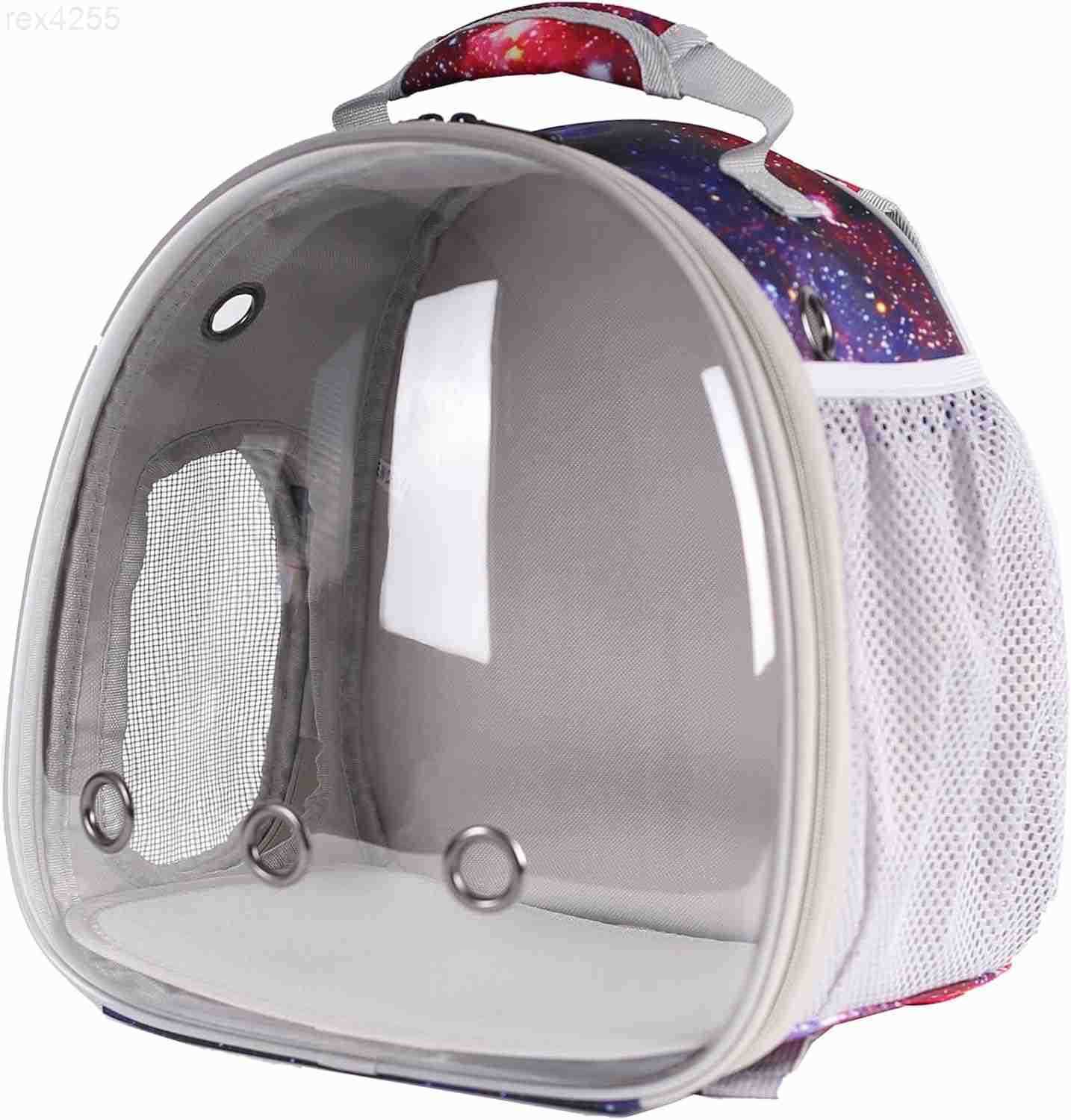 Backpack with Space Capsule Clear Bubble Window Portable Small Animal Backpack Travel Pet Carrier Galaxy for Guinea Pig Rabbit Bearded Dragon Rat Liza