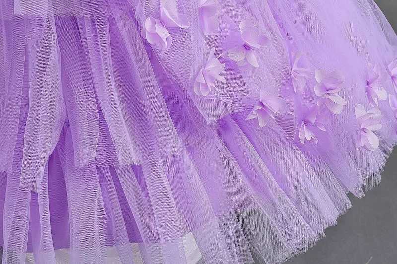 New Birthday Party Ball Girl Princess Dress Lace Petals Wedding Dress Princess Dress Girl Tail Childrens Elegant Evening Dress Z250904