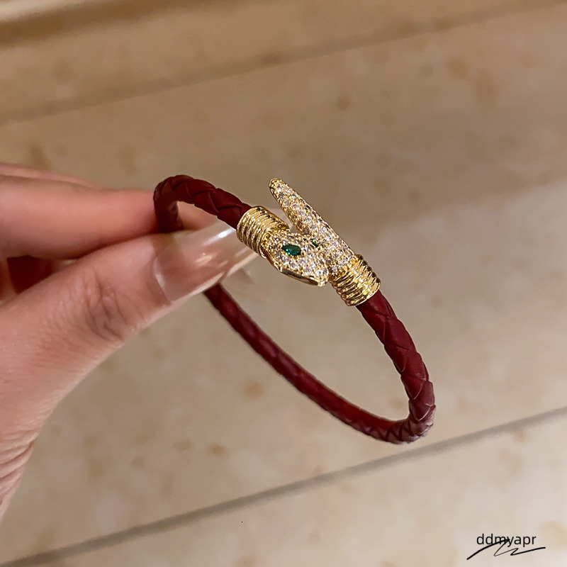 Gold Tone Crystal Encrusted Snake Bracelet With Ddmyday Green Eye Details Stylish Fashion Jewelry Gift For Him High Quality And Unique Accessory Ddmyd