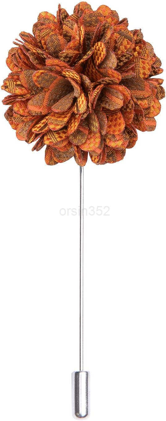 Men Silk Ties Set with Flower Lapel Pin Necktie Pocket Square Cufflinks for Tuxedo Wedding BusinessW250904