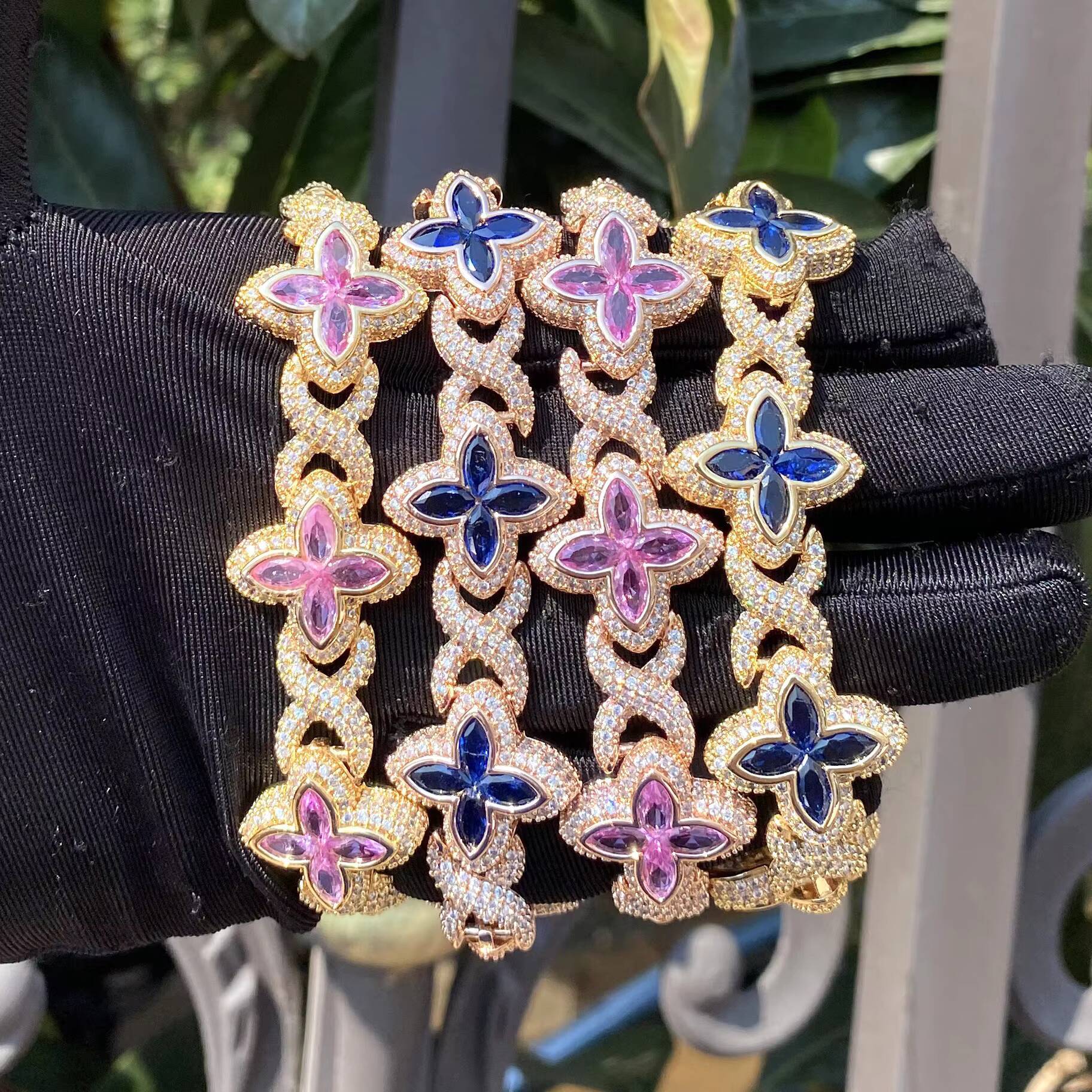 2025 BOYI Clover Moissanite bracelet Shamrock bracelet Personalized Fashionable Hip Hop Bracelet for Men and Women