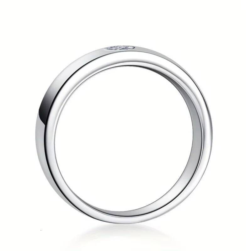 High Rhodium Plated Polished 925 Sterling Unisex Moissanite Ring for Finger Knuckle Engagement Wedding Minimalist Style Sizes