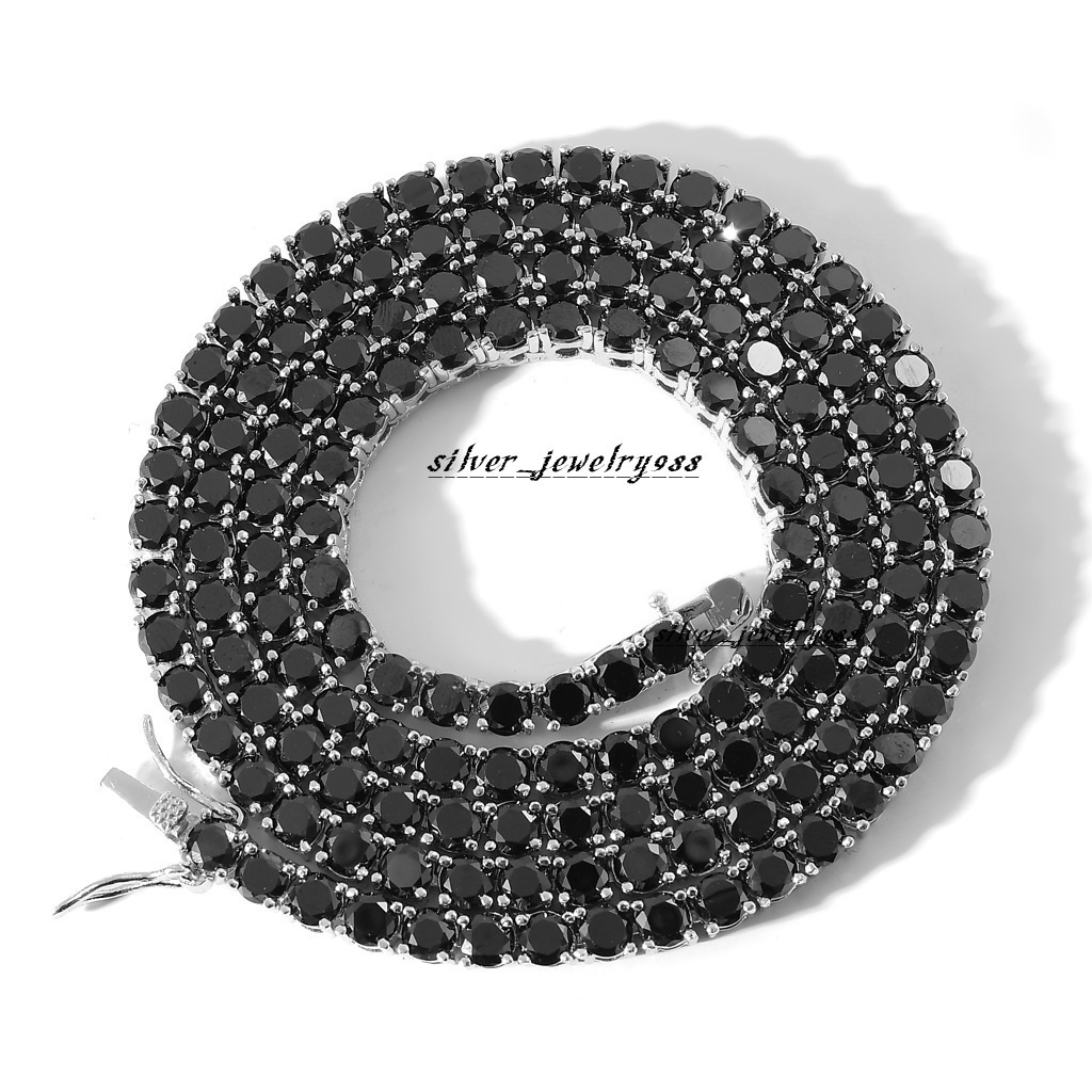 S925 Silver Necklace Chain with Iced out Moissanite Pendant Black Jewelry Iced out Moissanite Chain