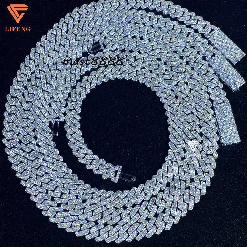 10mm 925 Silver Iced Out Hip Hop Cuban Link Chain Fast Shipping with Local Stock GRA Certificate Moissanite Necklaces