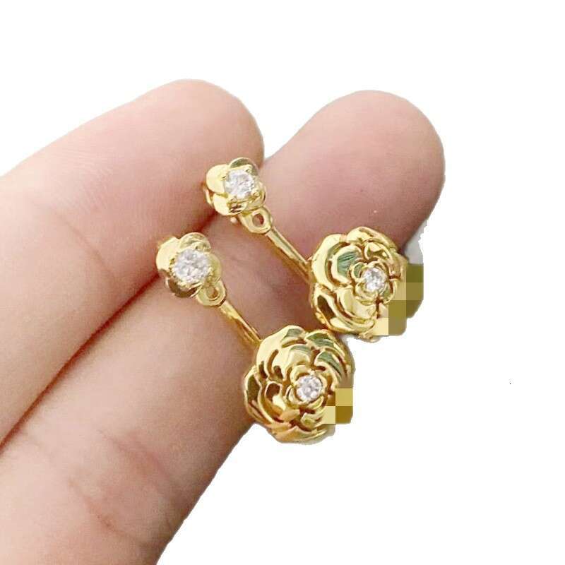 Seiko Edition New Hollow Camellia Rose Earrings Fashion Simple High-end Style