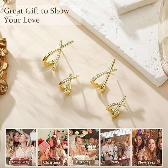 2025 Cross Rhinestone Copper Gold-Plated Zircon Hypoallergenic Earrings